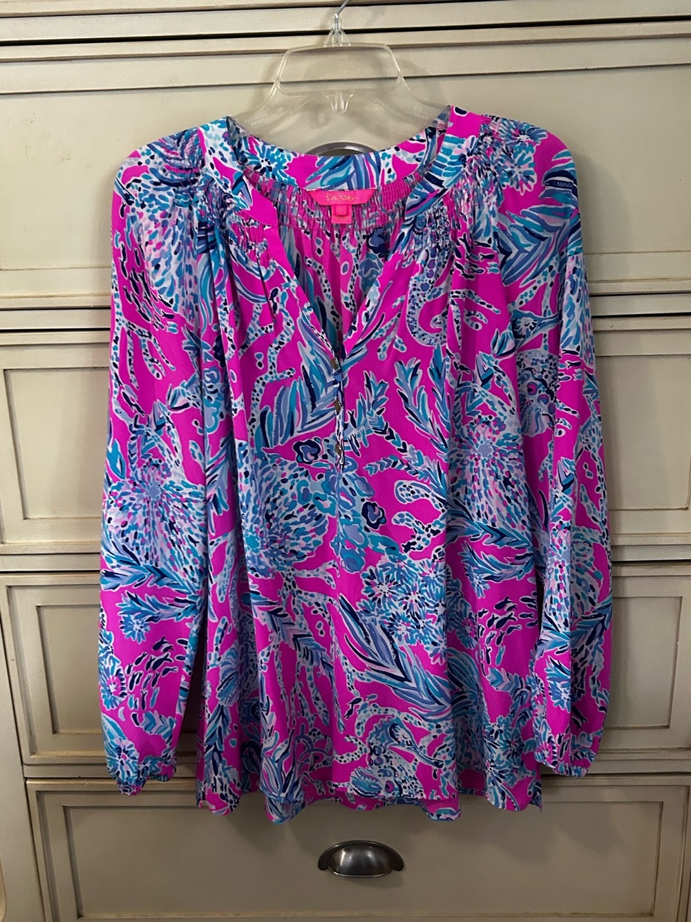 Lilly Pulitzer Elsa silk top in Mandevilla Pink // New Kids On The Dock
